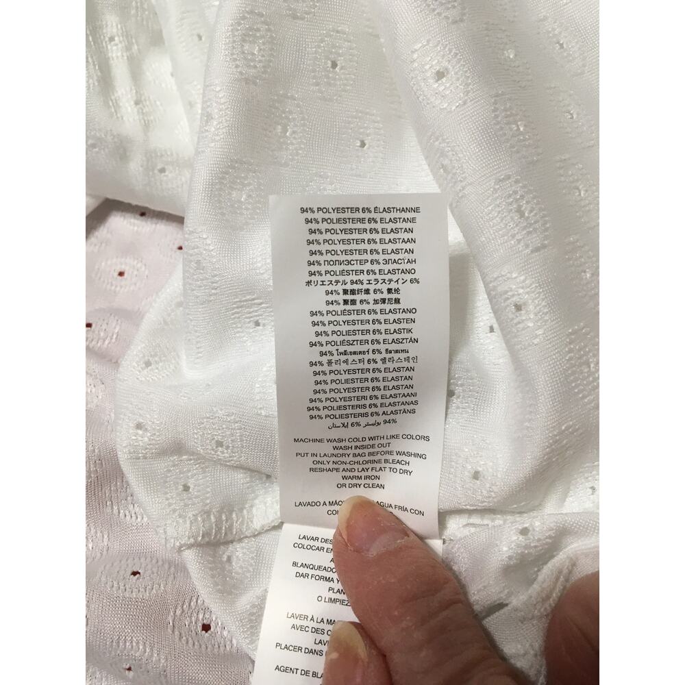 NWT Michael Kors Fashion Basics XS White Gathered Off The Shoulder Eyelet Top - Picture 8 of 9
